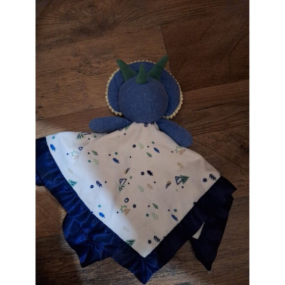 Cloud Island Blue Triceratops lovey security blanket satin backing dinosaur - Picture 1 of 4